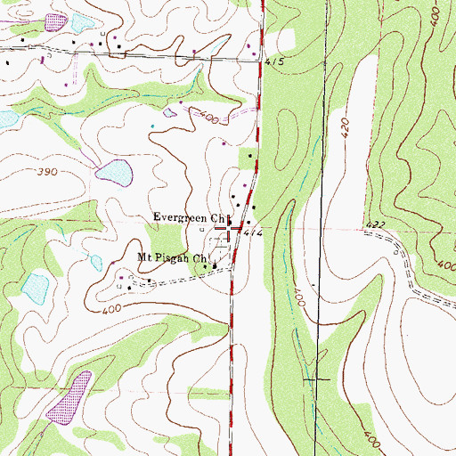 Topographic Map of Evergreen School (historical), GA