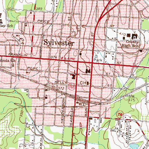 Topographic Map of First Baptist Church, GA