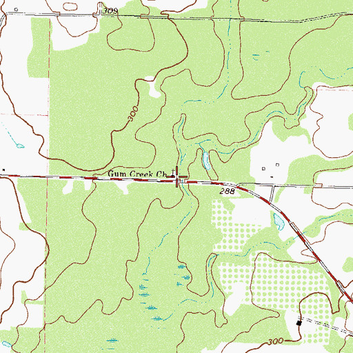 Topographic Map of Gum Creek School (historical), GA