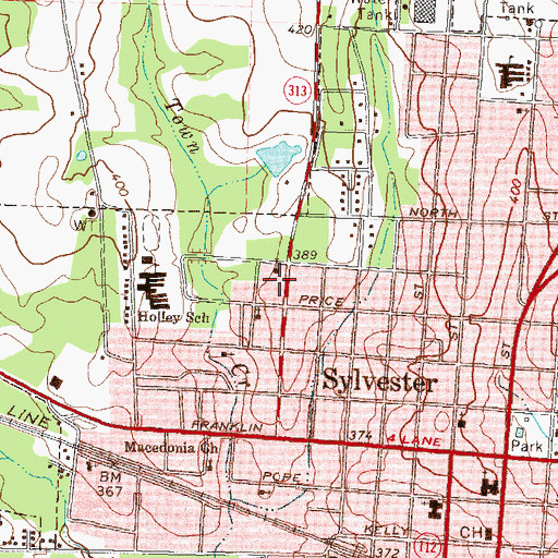 Topographic Map of HH Woolard Community Center, GA