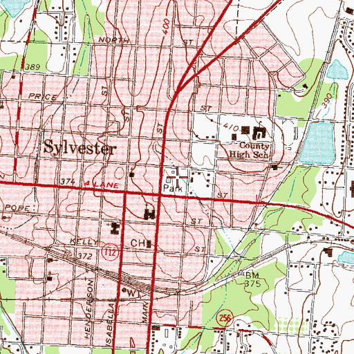 Topographic Map of Jeffords Park, GA