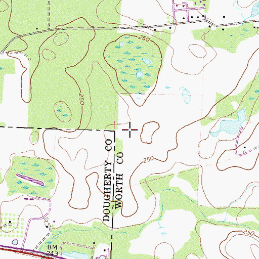 Topographic Map of Mossy Oaks, GA