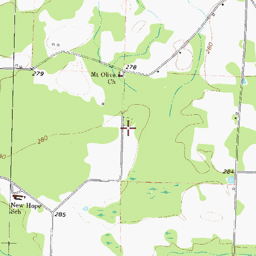 Topographic Map of Mount Olive School (historical), GA
