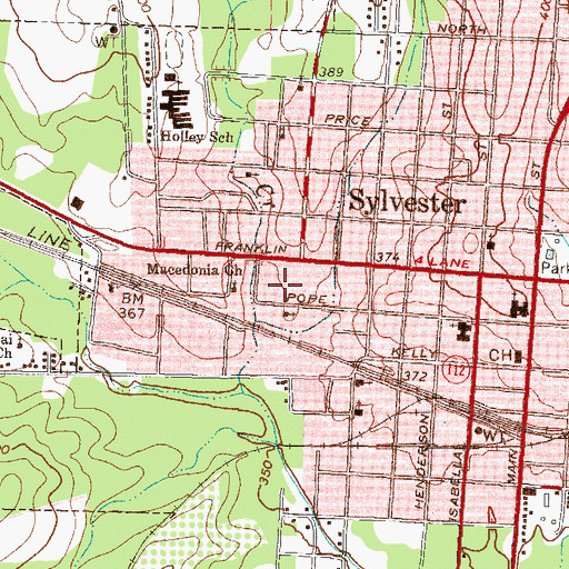 Topographic Map of Oak Hill High School (historical), GA