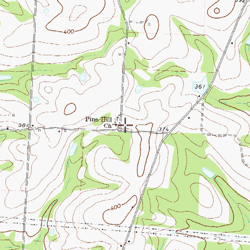 Topographic Map of Pine Hill School (historical), GA