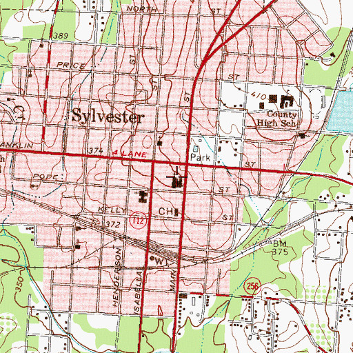 Topographic Map of Pinson Memorial Methodist Church, GA