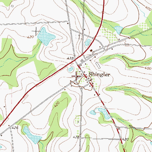 Topographic Map of Shingler Church, GA