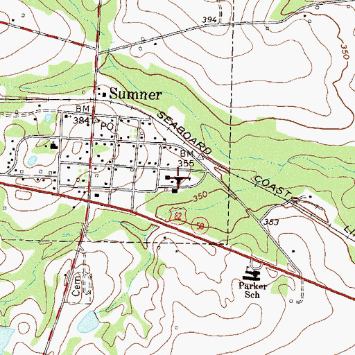 Topographic Map of Sumner Consolidated School (historical), GA