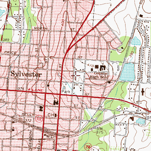 Topographic Map of Sylvester Consolidated School (historical), GA