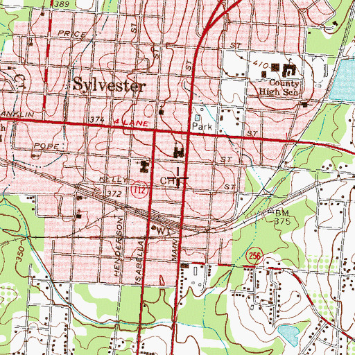 Topographic Map of Worth County Courthouse, GA