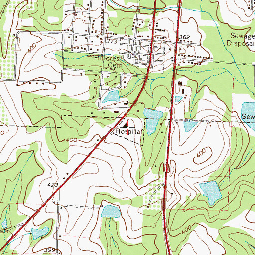 Topographic Map of Phoebe Worth Medical Center, GA