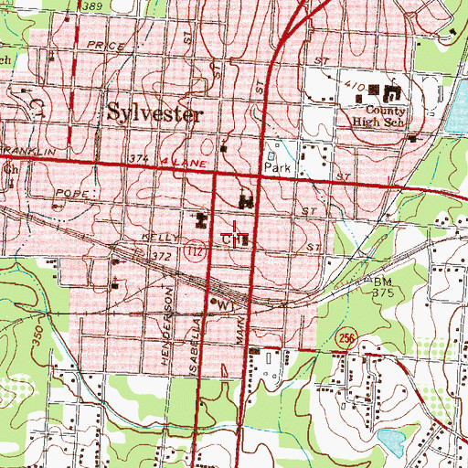 Topographic Map of Worth County Jail, GA