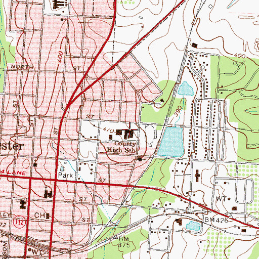 Topographic Map of Worth County Middle School, GA