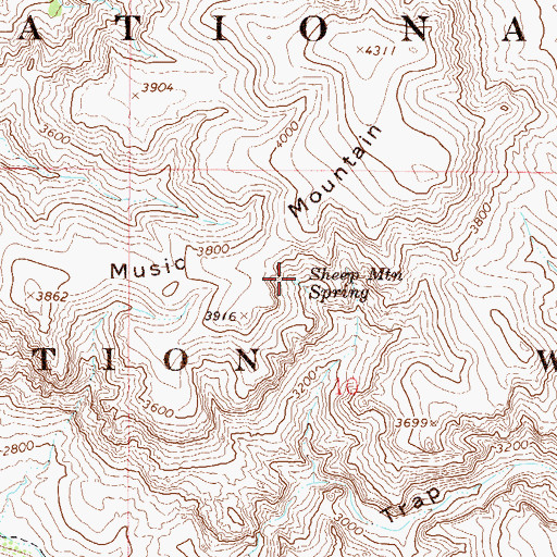Topographic Map of Sheep Mountain Spring, AZ