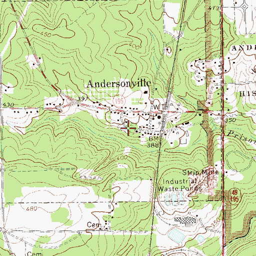 Topographic Map of Andersonville Cemetery, GA