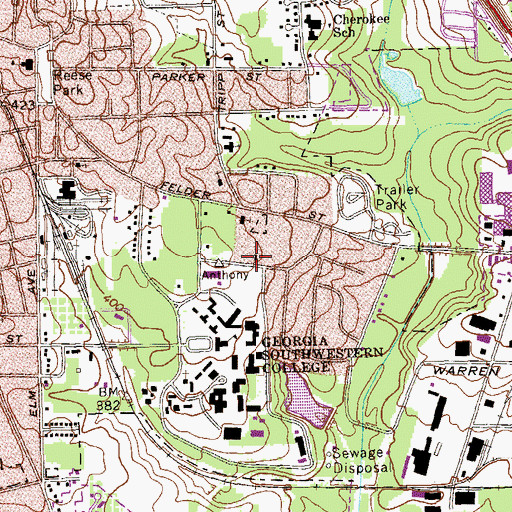 Topographic Map of Anthony School (historical), GA