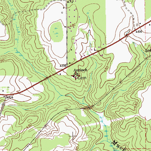Topographic Map of Antioch Cemetery, GA