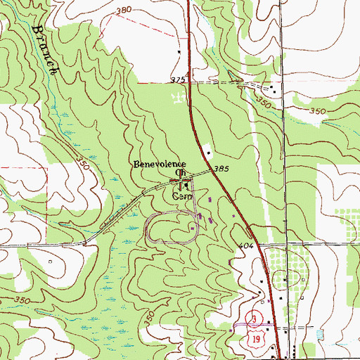 Topographic Map of Benevolence Cemetery, GA