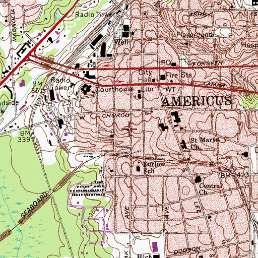 Topographic Map of Bethesda Baptist Church, GA