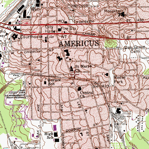Topographic Map of Calvary Episcopal Church, GA