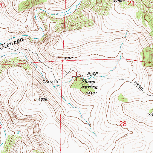 Topographic Map of Sheep Spring, AZ