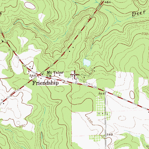 Topographic Map of Friendship Baptist Church, GA