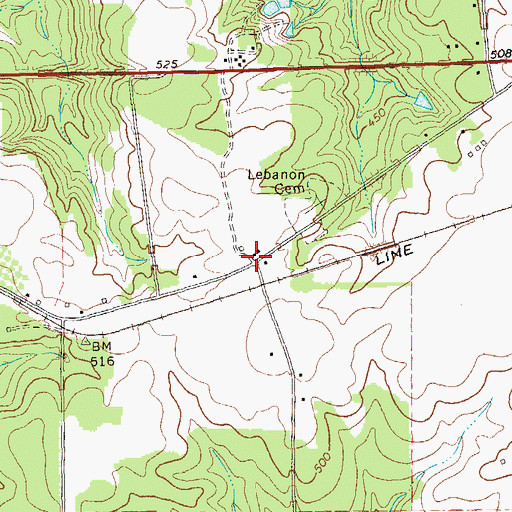 Topographic Map of Lebanon (historical), GA