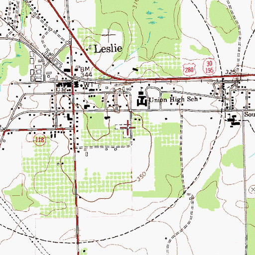 Topographic Map of Leslie City Cemetery, GA