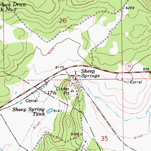 Topographic Map of Sheep Spring, AZ