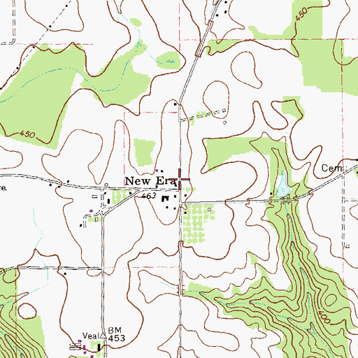 Topographic Map of New Era School (historical), GA