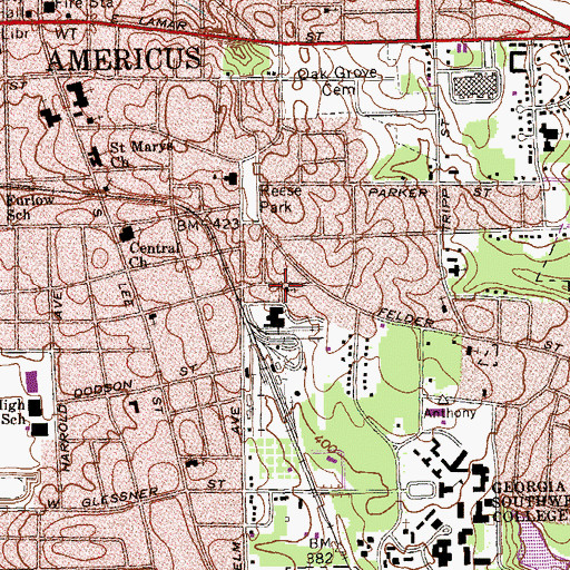 Topographic Map of Pilgrim Holiness Church, GA