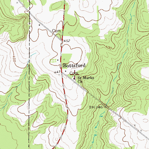 Topographic Map of Saint Marks Cemetery, GA