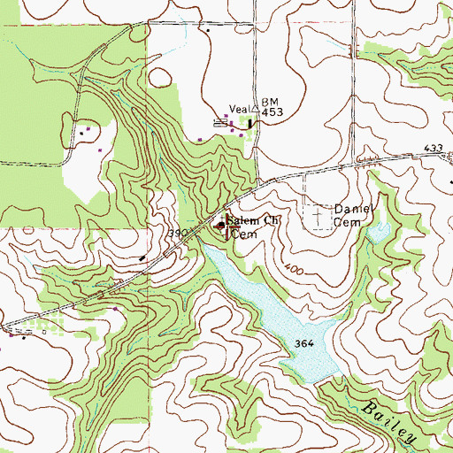 Topographic Map of Salem Cemetery, GA