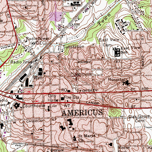 Topographic Map of Sanctified Church, GA