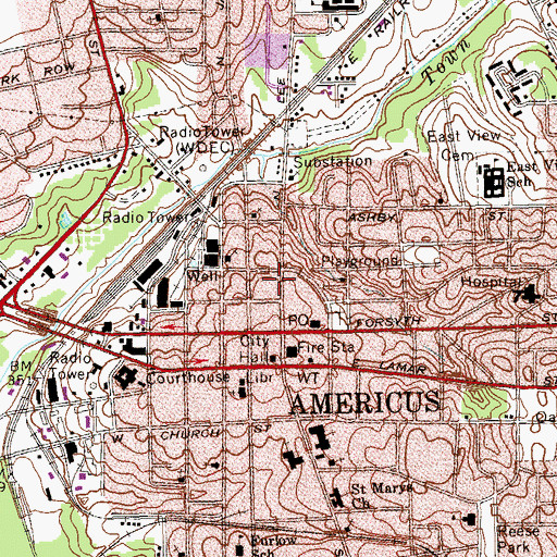 Topographic Map of Wheatley Plaza Shopping Center, GA