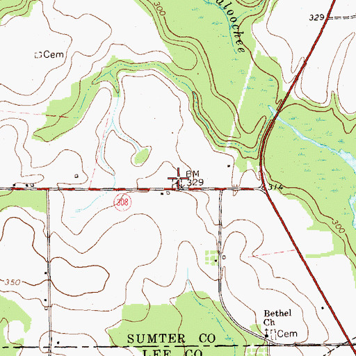 Topographic Map of Williams Cemetery, GA