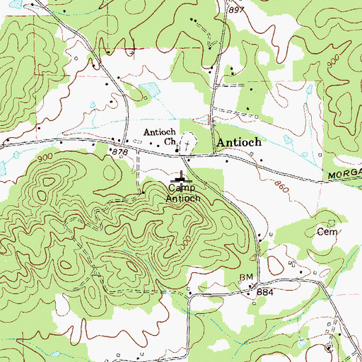 Topographic Map of Antioch School (historical), GA