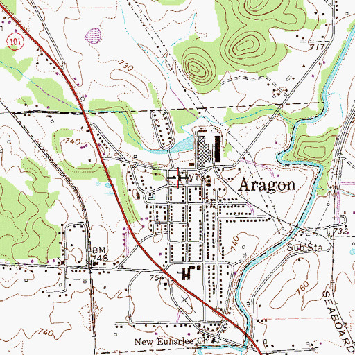 Topographic Map of Aragon Baptist Church, GA