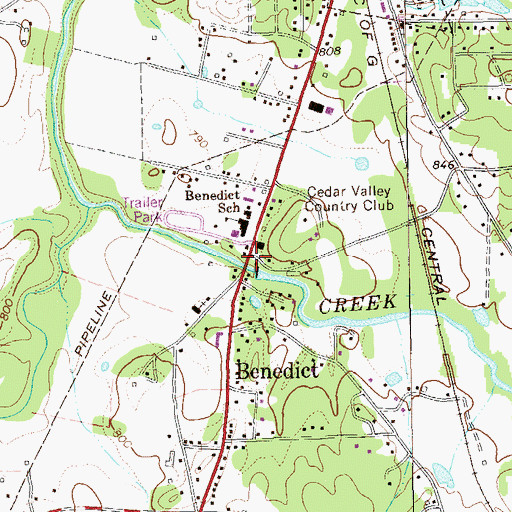 Topographic Map of Benedicts Mill, GA