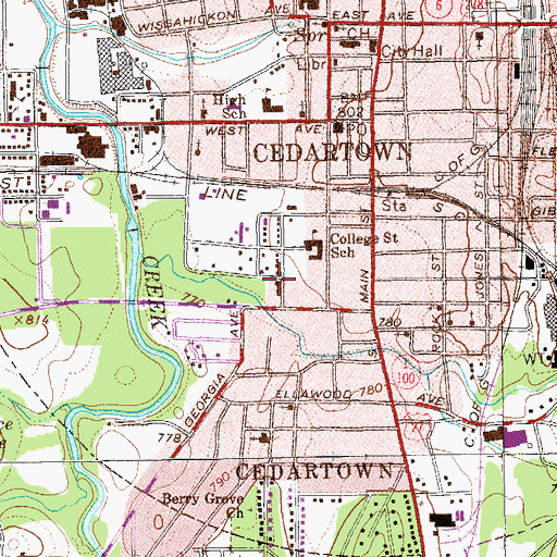 Topographic Map of Calvary Assembly of God Church, GA