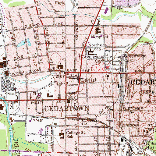 Topographic Map of Cedartown City Hall, GA