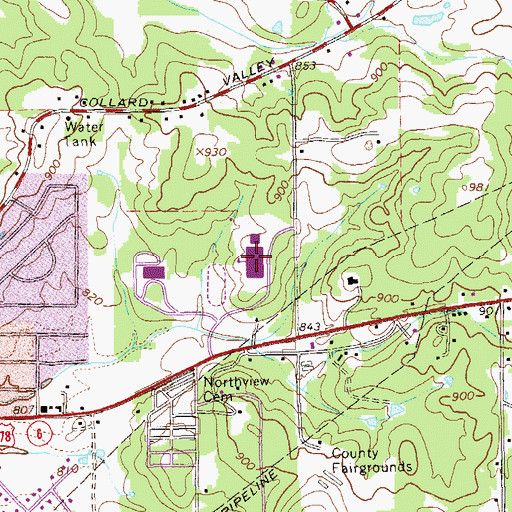 Topographic Map of Cedartown High School, GA