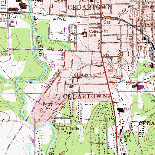 Topographic Map of Church of Christ, GA