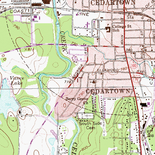 Topographic Map of Church of God (historical), GA