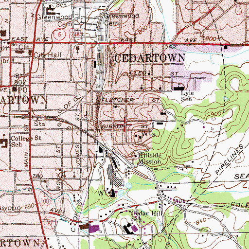 Topographic Map of Eastview Public School (historical), GA