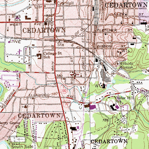 Topographic Map of Ebenezer African Methodist Episcopal Church, GA