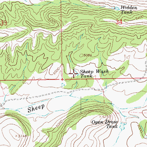 Topographic Map of Sheep Wash Tank, AZ