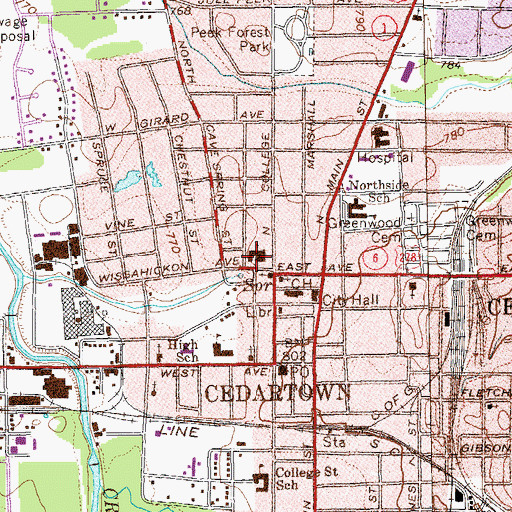 Topographic Map of First Baptist Church of Cedartown, GA