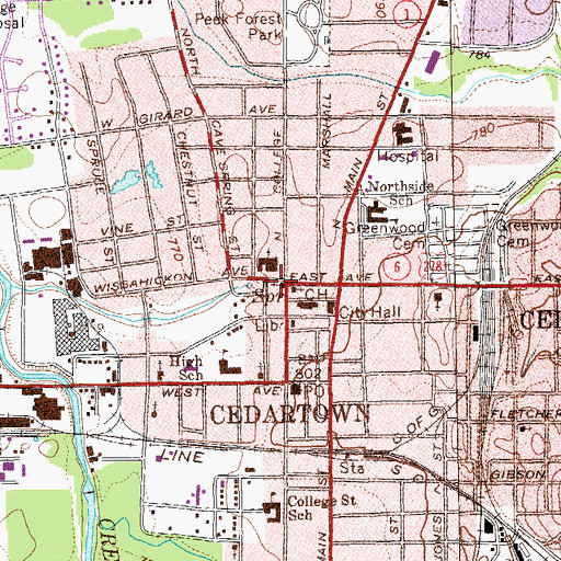 Topographic Map of First United Methodist Church, GA