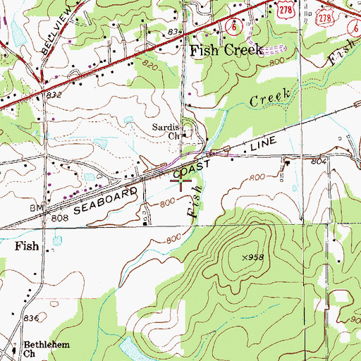 Topographic Map of Fish Spring, GA